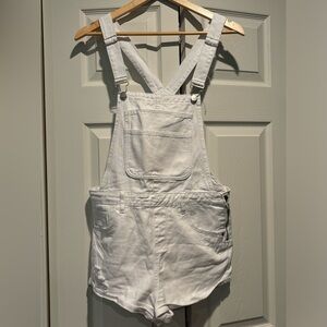 Superdown Denim White Short Overalls, size small